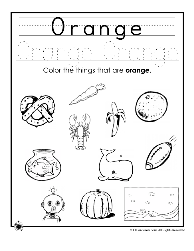 Free Printable Color Orange Worksheet