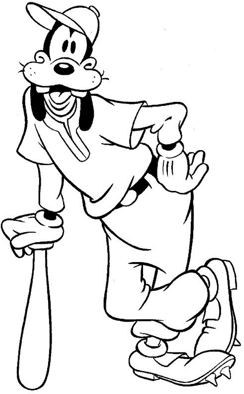 Baseball Goofy Coloring Pages | Cartoon Coloring pages of ...