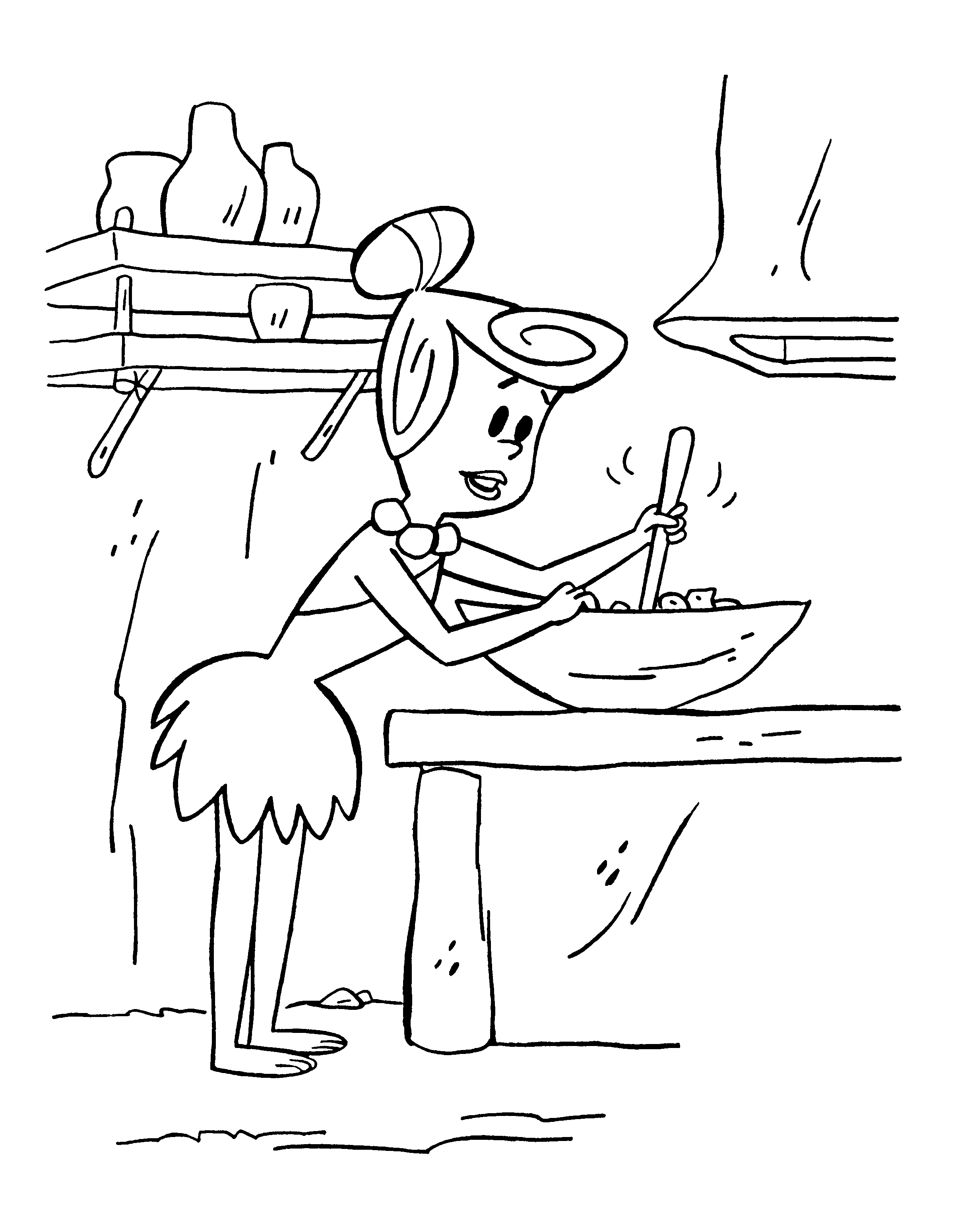 Wilma Cooking in The Kitchen Coloring Page | Ancient pages of ...