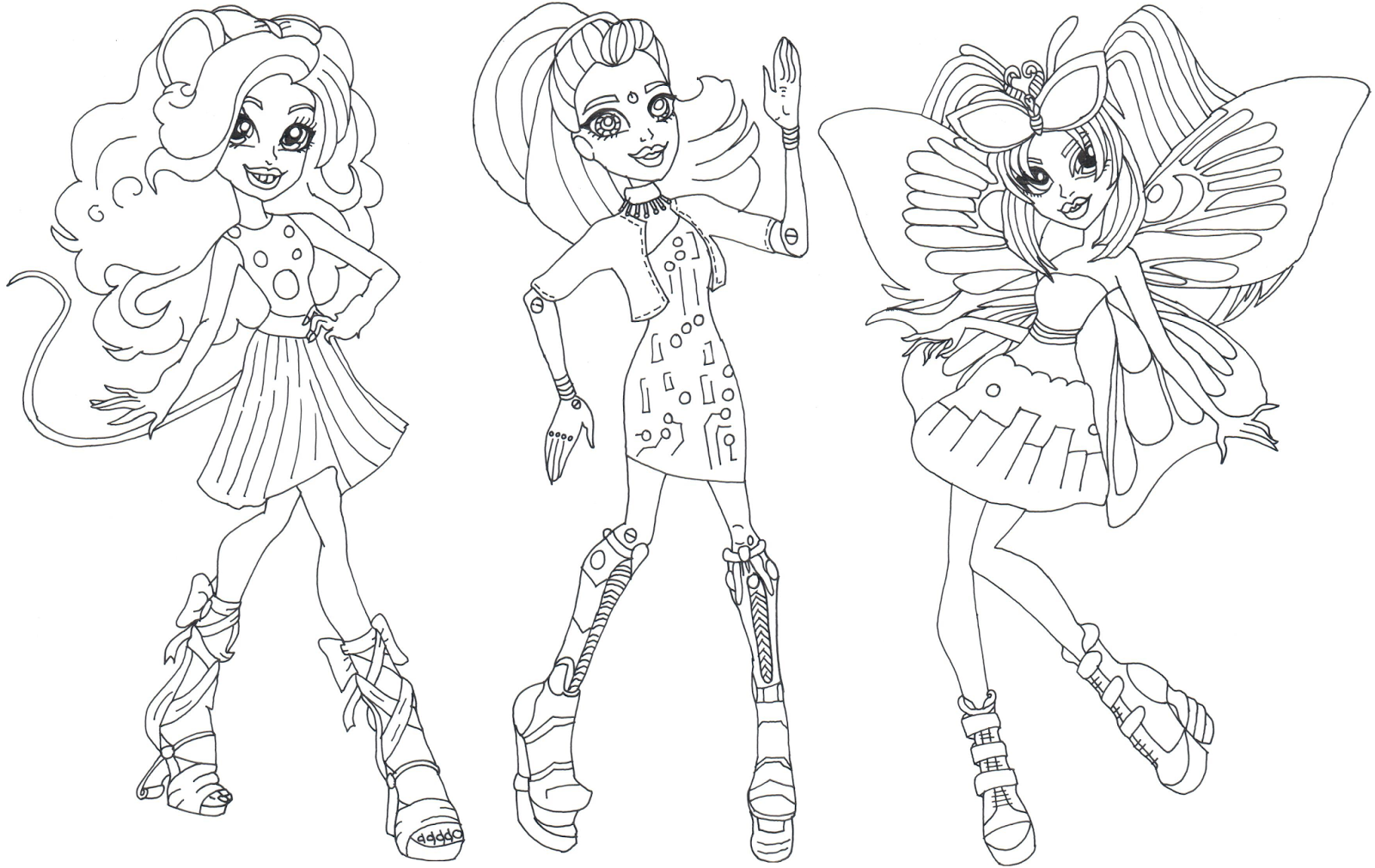 Free Printable Monster High Coloring Pages: Gala Ghoulfriends Boo ...
