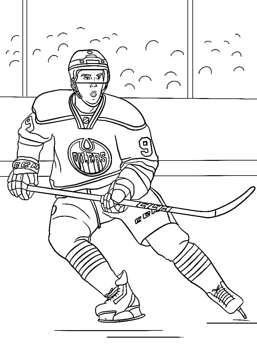 NHL player coloring book with number 9 printable and online