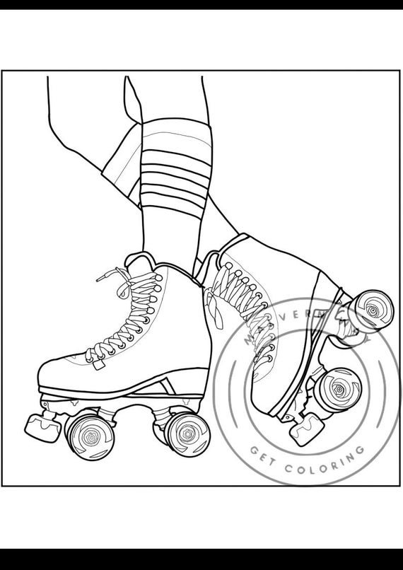 Roller Skating Girl Coloring Page - Etsy