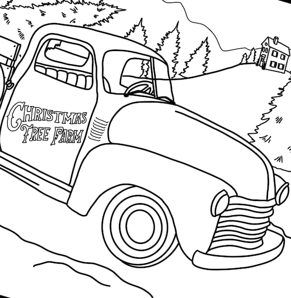 Christmas Tree Truck Coloring Page Holiday PDF Printable - Etsy