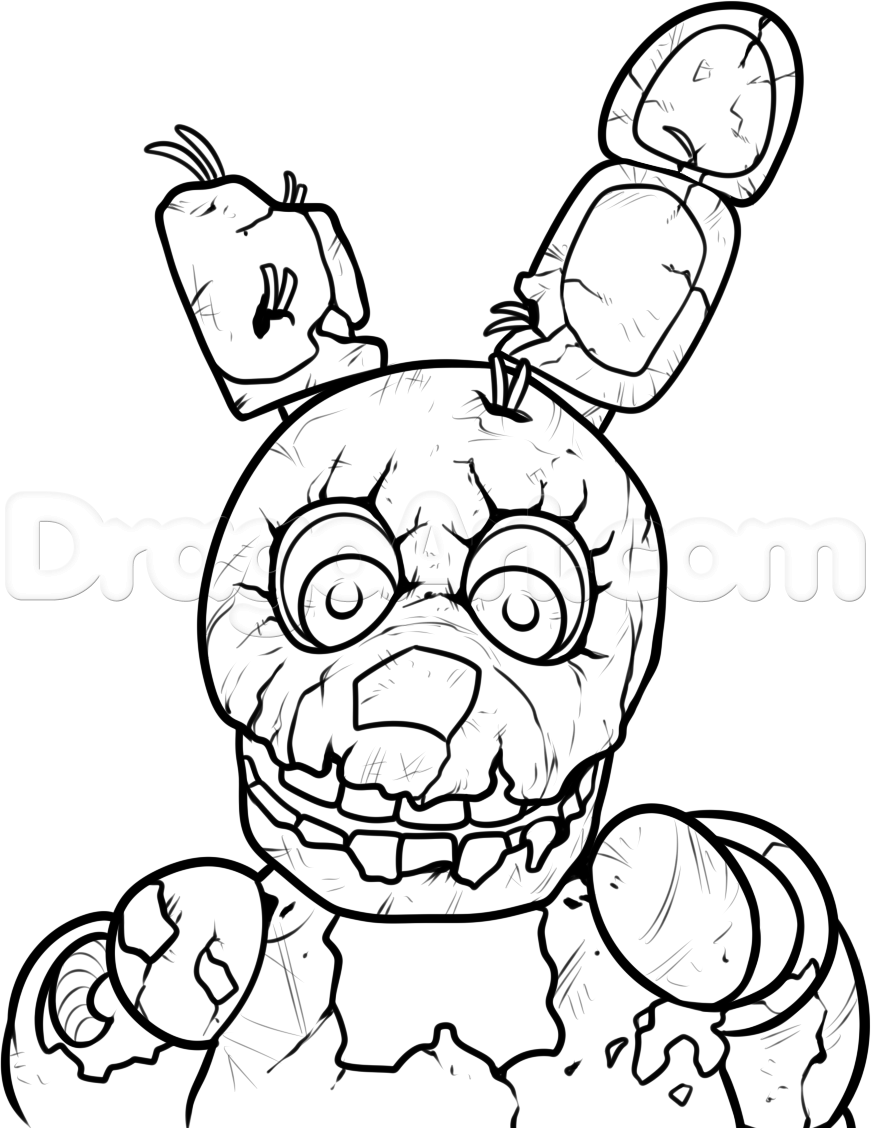 How to Draw Springtrap from Five Nights at Freddys 3, Step by Step, Video  Game Characters, Pop Culture, … | Fnaf coloring pages, Free coloring pages,  Coloring books