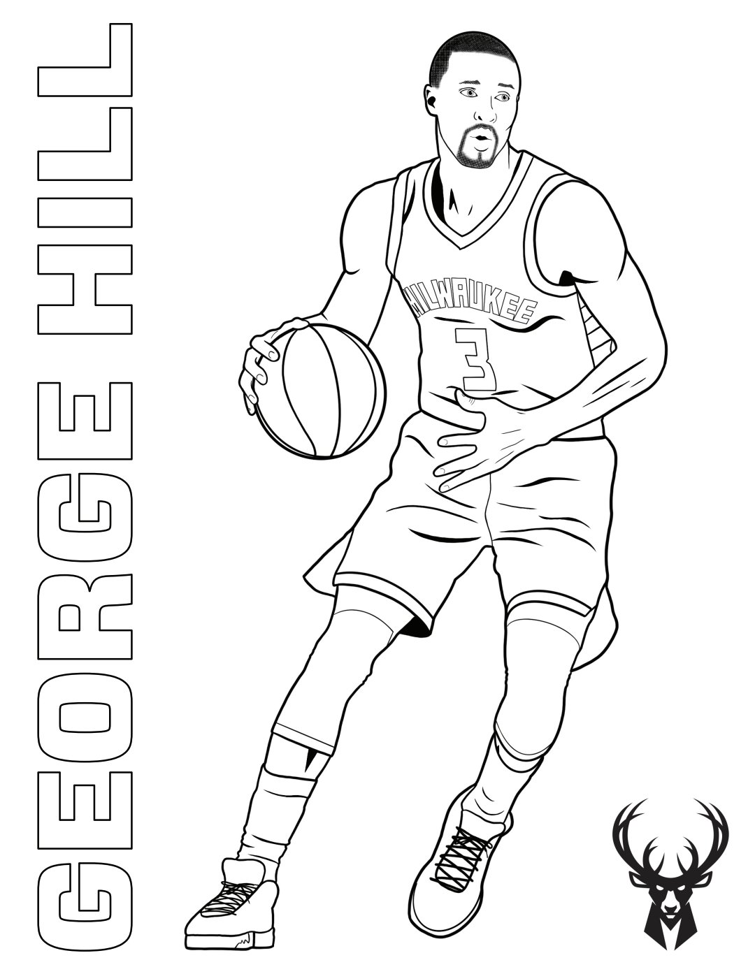 Milwaukee Bucks Hill Birthday Edition Coloring Page!! - Coloring Home
