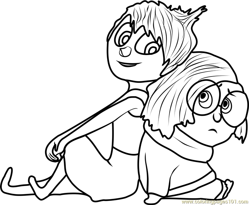 Joy and Sadness Coloring Page - Free Inside Out Coloring Pages :  ColoringPages101.com