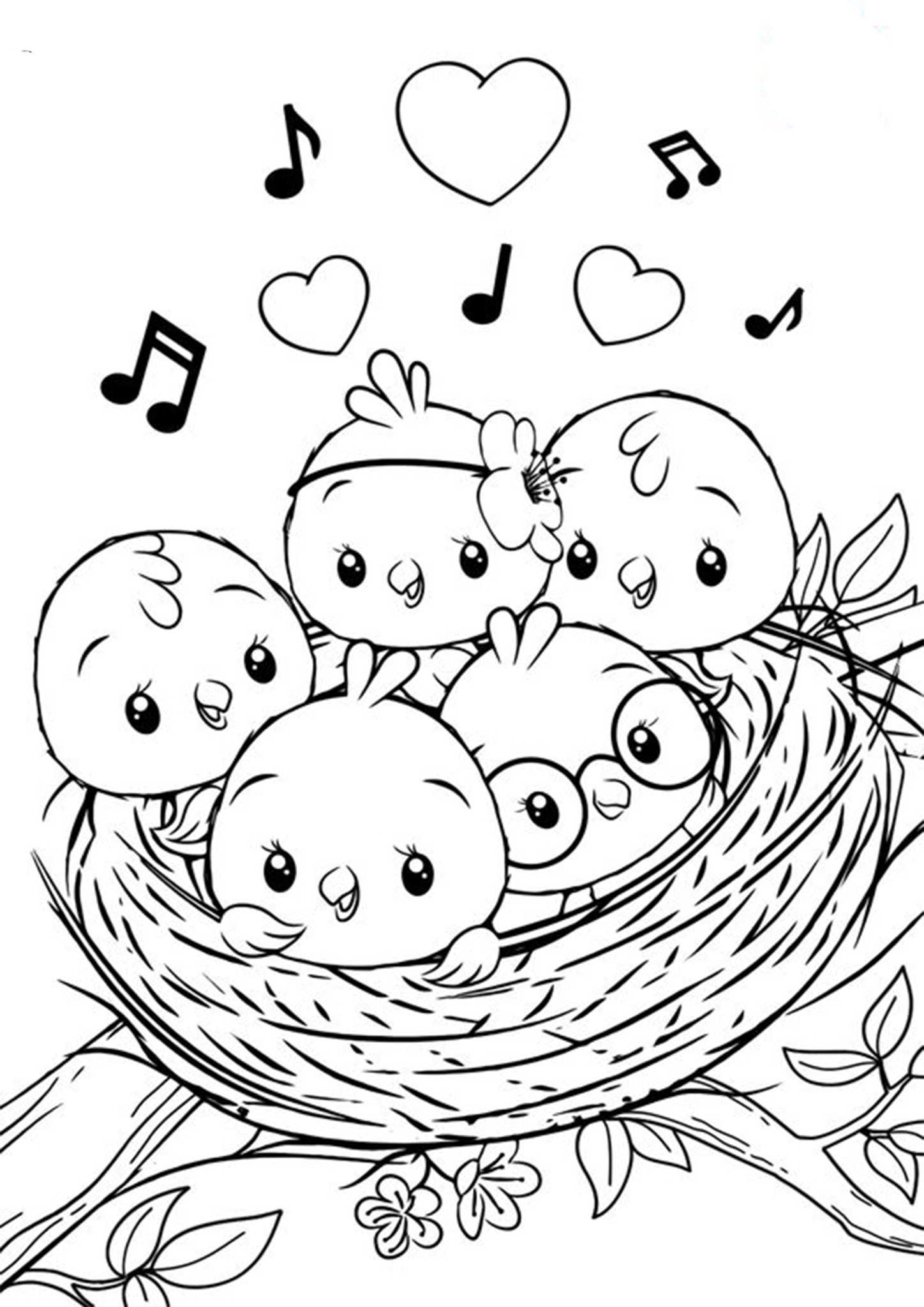 Cute Birds Coloring Pages Coloring Home