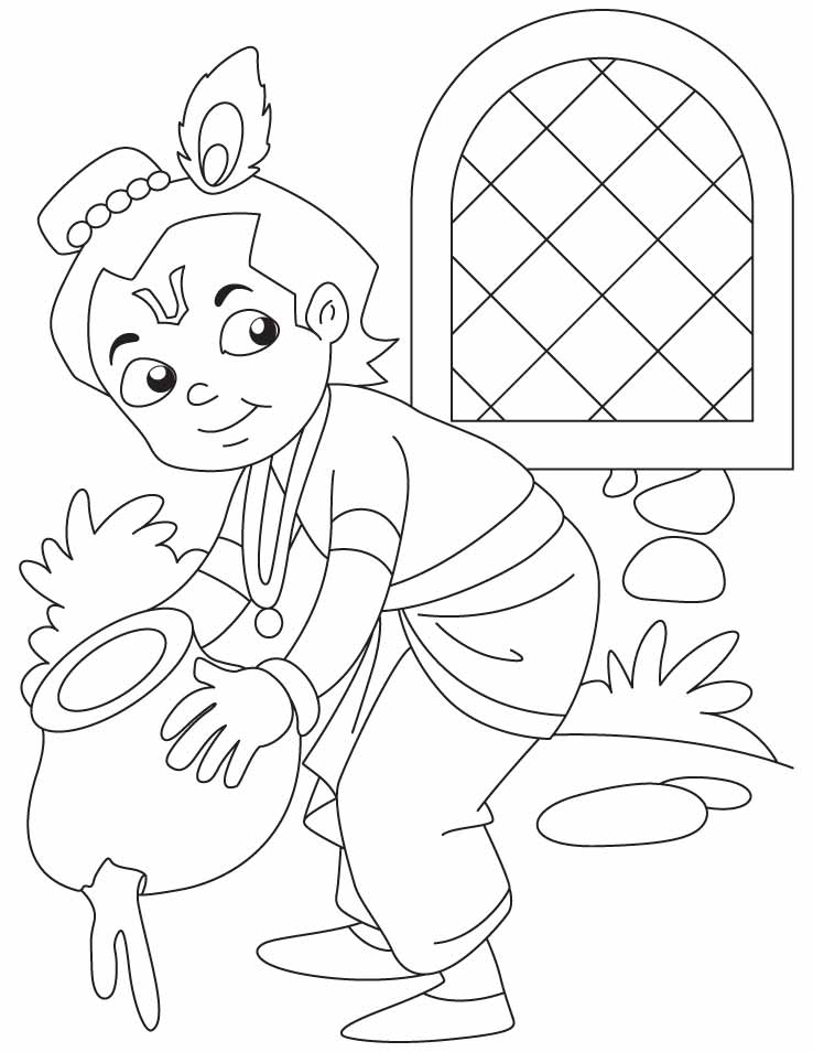 Baby Krishna the butter thief coloring pages | Download Free Baby ...