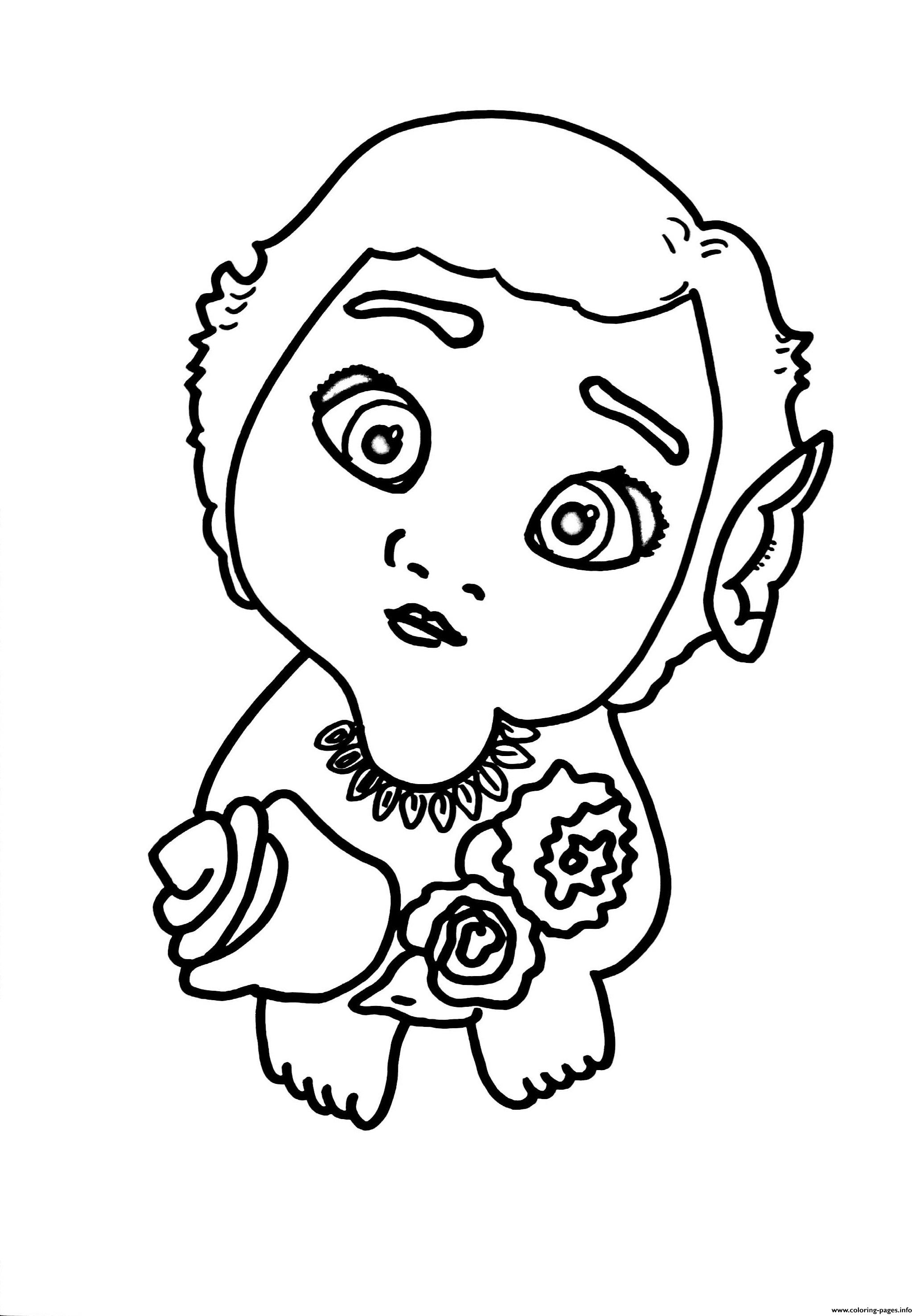 Baby Moana With Flowers Coloring Pages Printable