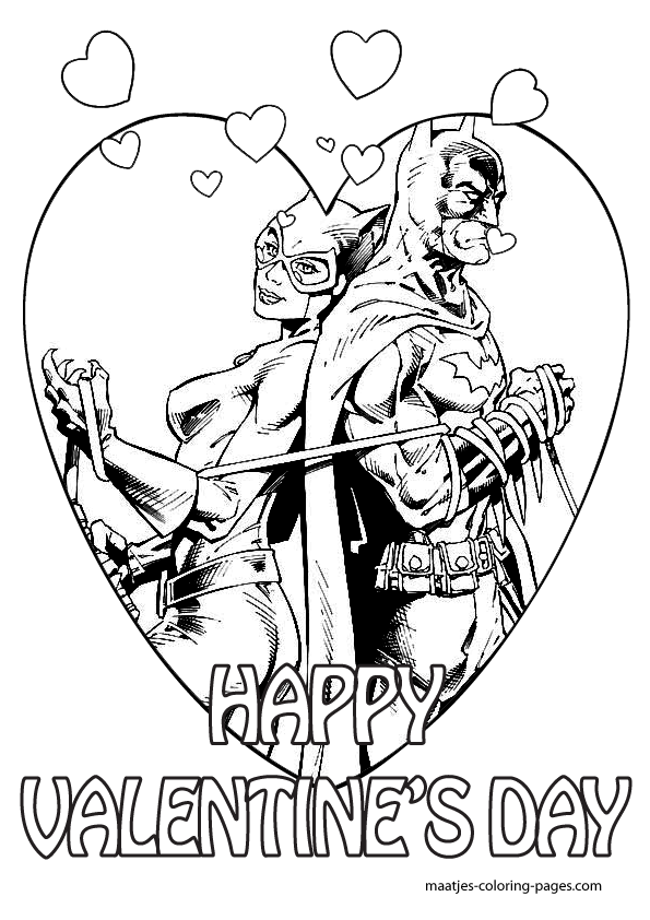 Batman Valentines Day coloring pages for kids