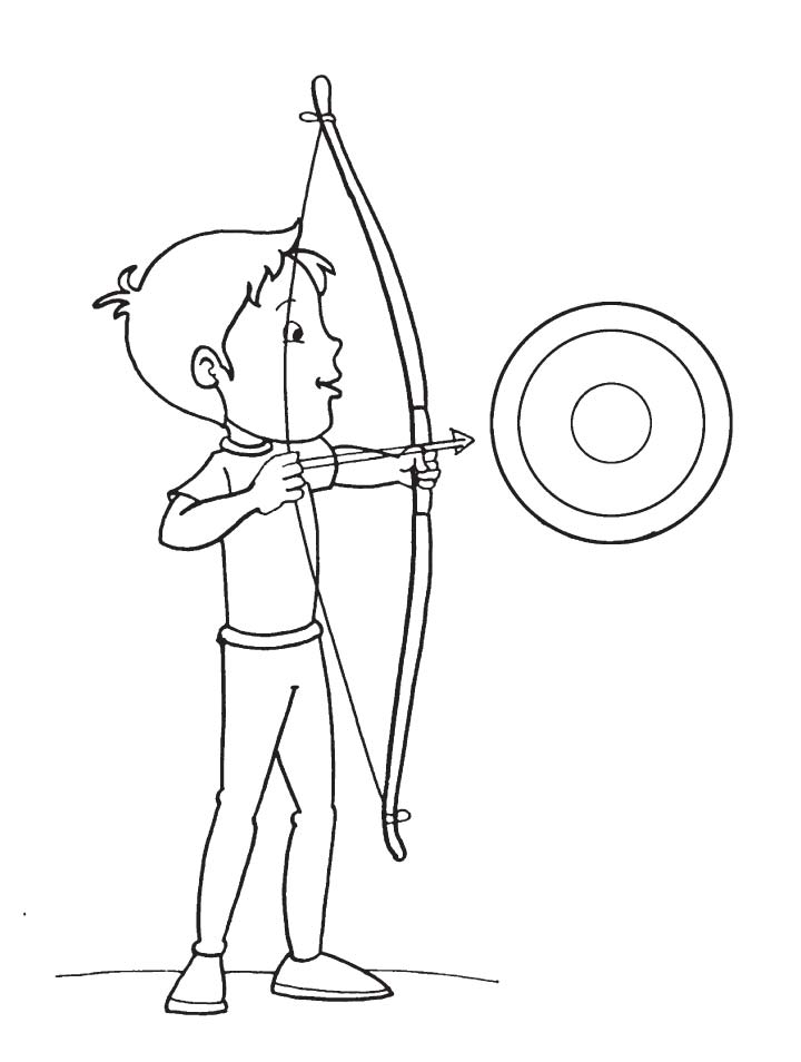 Boy targets an arrow coloring page | Download Free Boy targets an ...