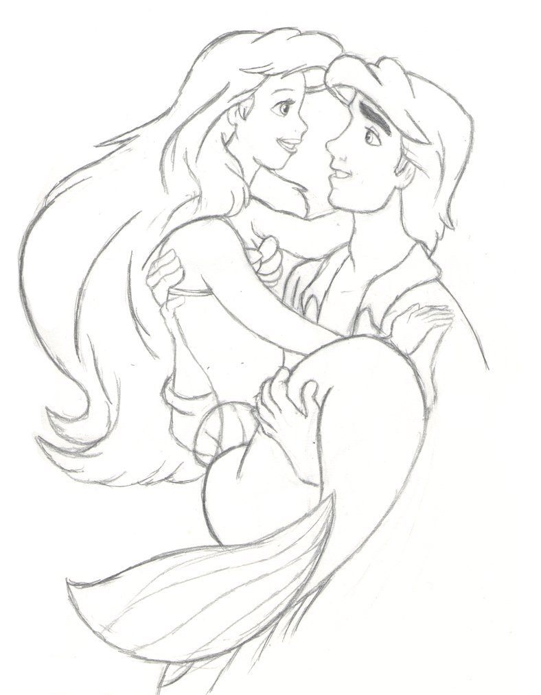 Ariel And Eric Printable Coloring Pages - Coloring