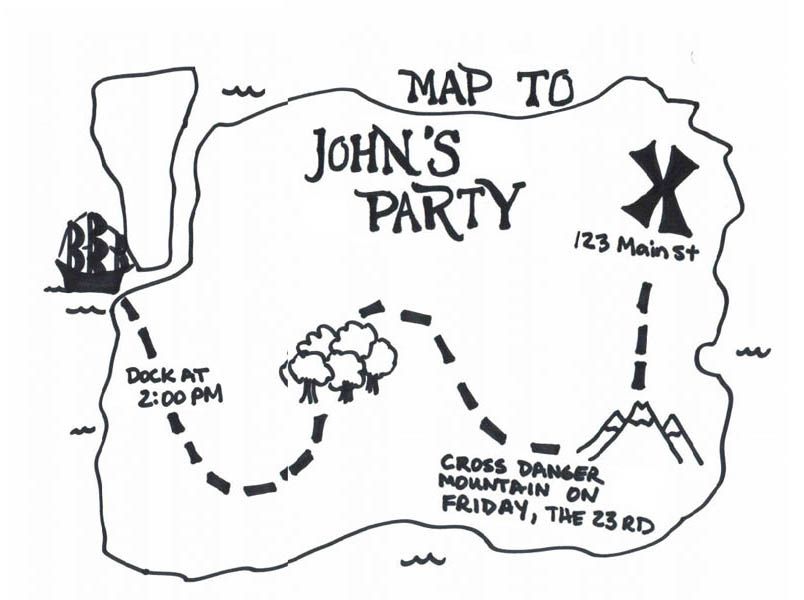 Treasure Map for John's Party Coloring Page | Kids Play Color