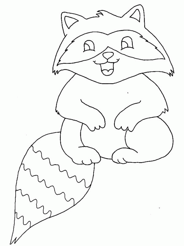 Baby Raccoon Laugh Coloring Page