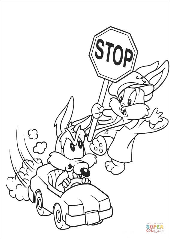 Coyote and a stop sign coloring page | Free Printable Coloring Pages