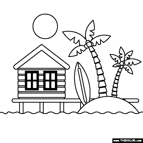 Beach house Coloring Page