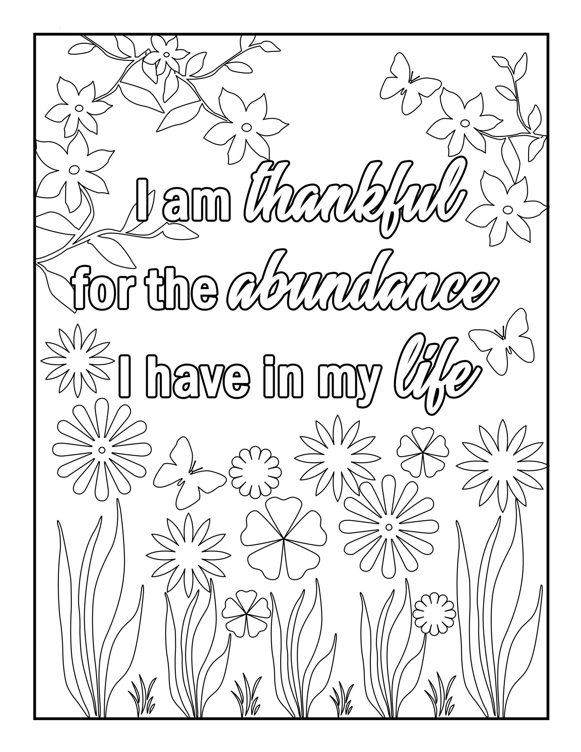 Gratitude Affirmations Coloring Book for Adults | Monique Math