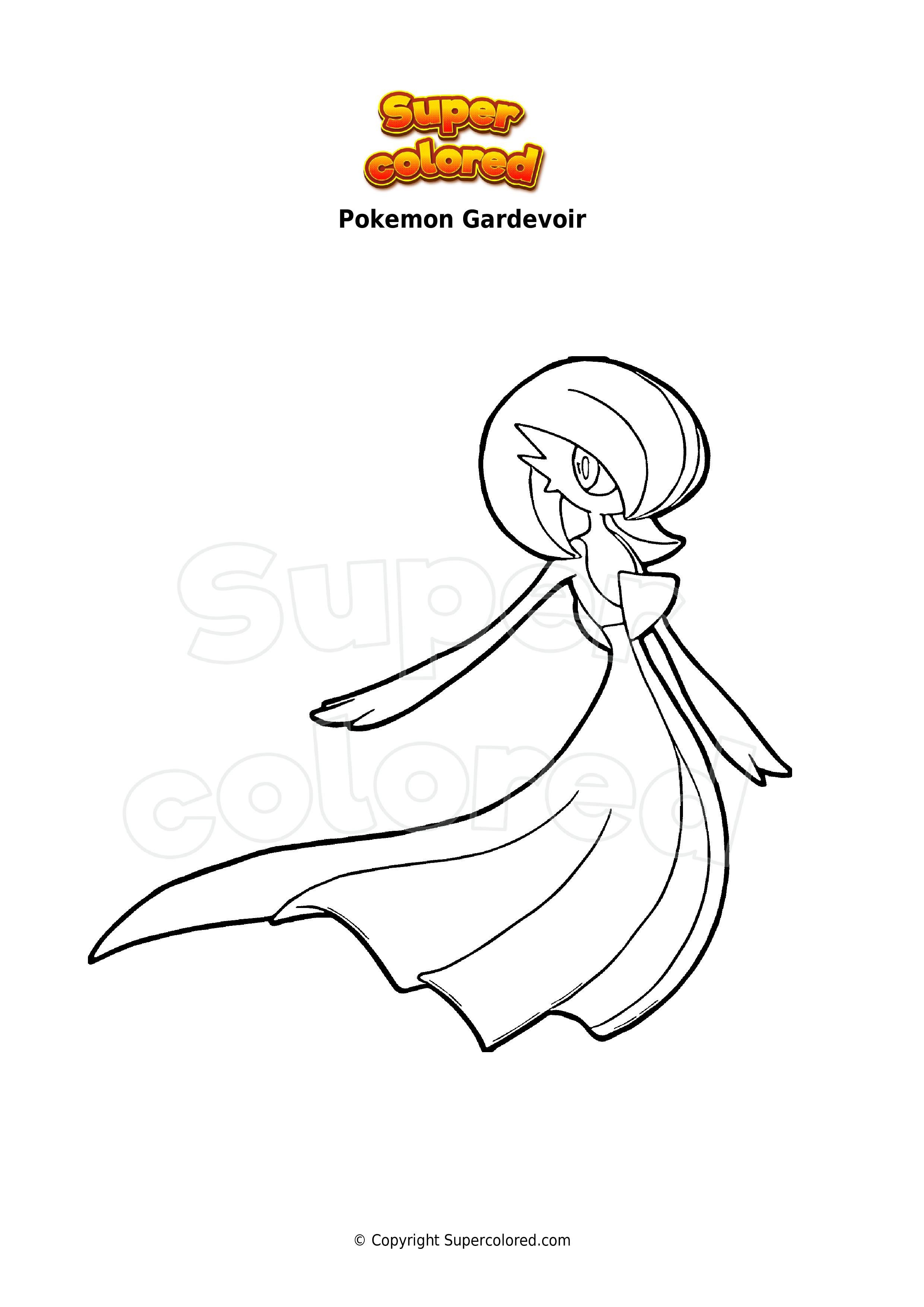 Coloring page Pokemon Gardevoir - Supercolored.com