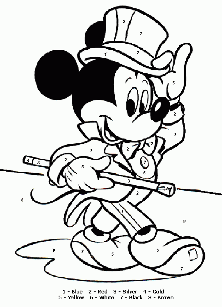Color Number Coloring Pages regarding Disney Color By Number ...