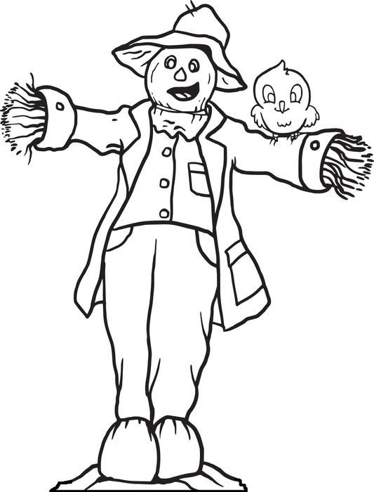 Free, Printable Scarecrow Coloring Page for Kids #3