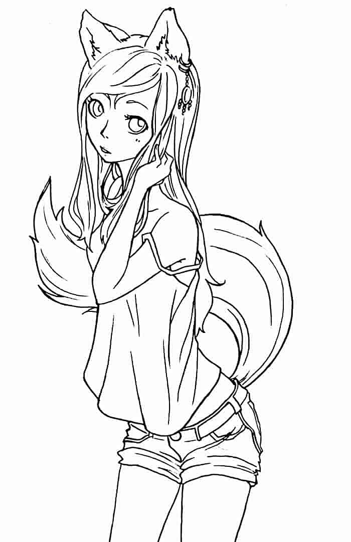 Wolf Girl Coloring Pages - Coloring Home