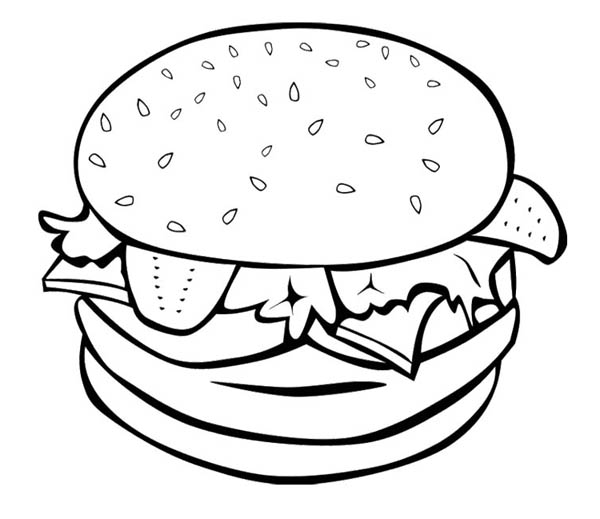 The Big Burger For Junk Food Coloring Page - Download & Print Online Coloring  Pages for Free | Color Nimbus