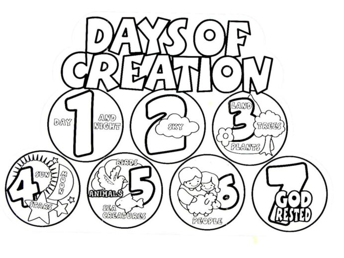 Emerging Days Of Creation Coloring Images Template Digit Addition Games Free Printable Days Of Creation Coloring