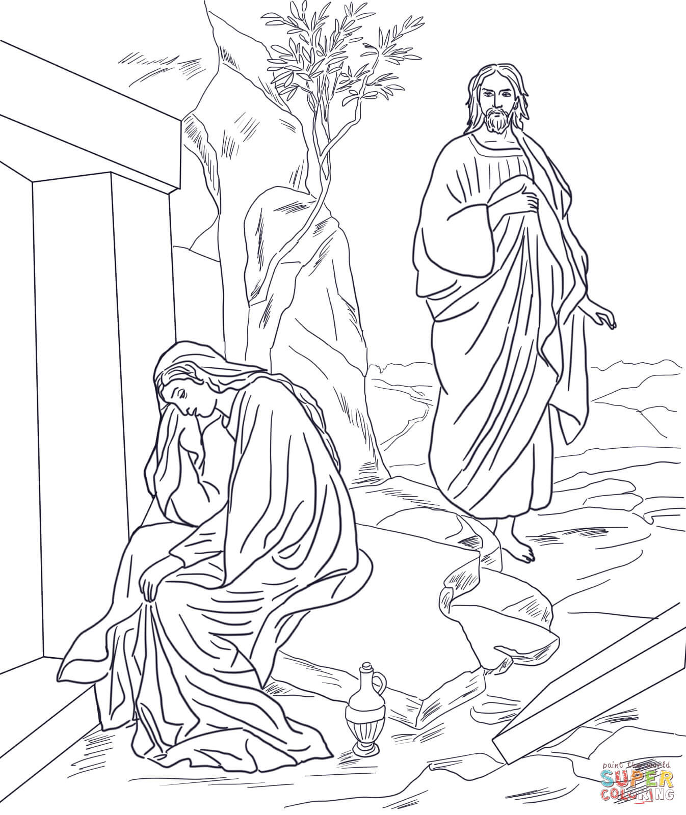 Jesus Appears to Mary Magdalene after Resurrection coloring page ...