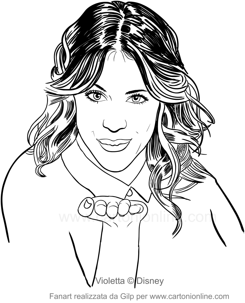 Drawing Violetta sending a kiss coloring page