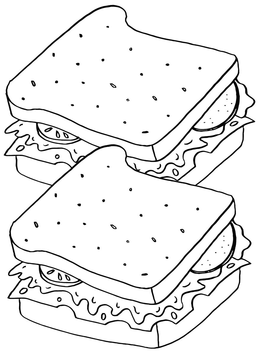 Sandwich coloring pages | Coloring pages to download and print