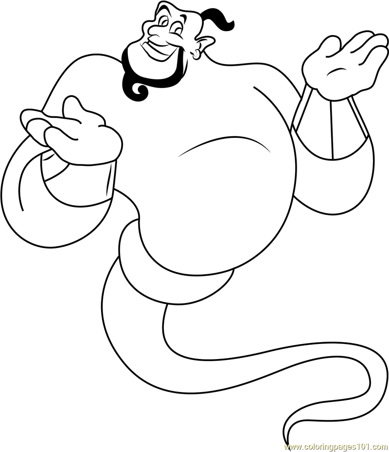 Genie Coloring Page - Free Aladdin Coloring Pages ...