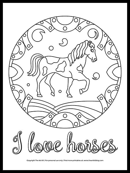 I Love Horses: FREE Horse Coloring Page - The Art Kit