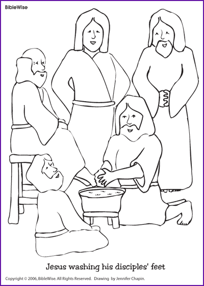 Coloring (Jesus Washing Disciples Feet) - Kids Korner - BibleWise