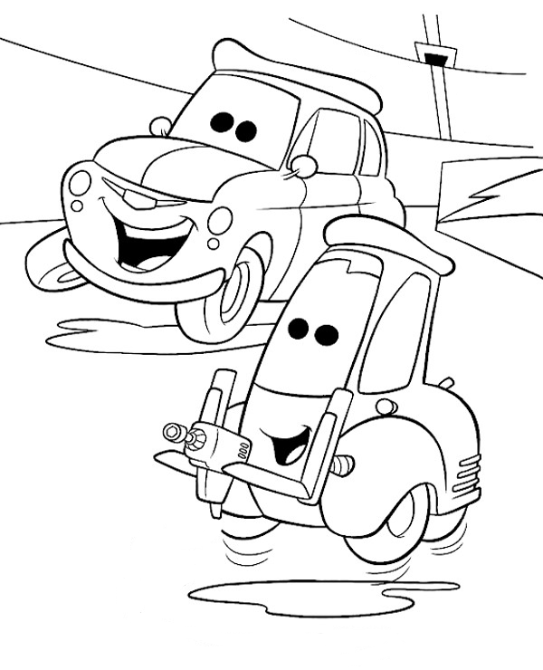 Guido a forklift from Cars on coloring page