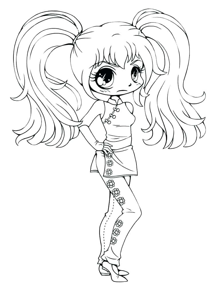 Kawaii Anime Girl Coloring Pages For Kids - Coloring Pages
