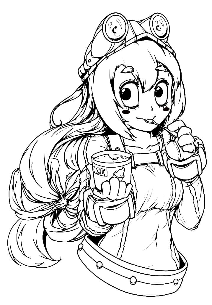 adorable tsuyu asui Coloring Page - Anime Coloring Pages