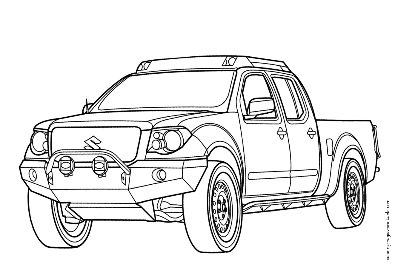 Pickup truck coloring pages printables || COLORING-PAGES-PRINTABLE.COM