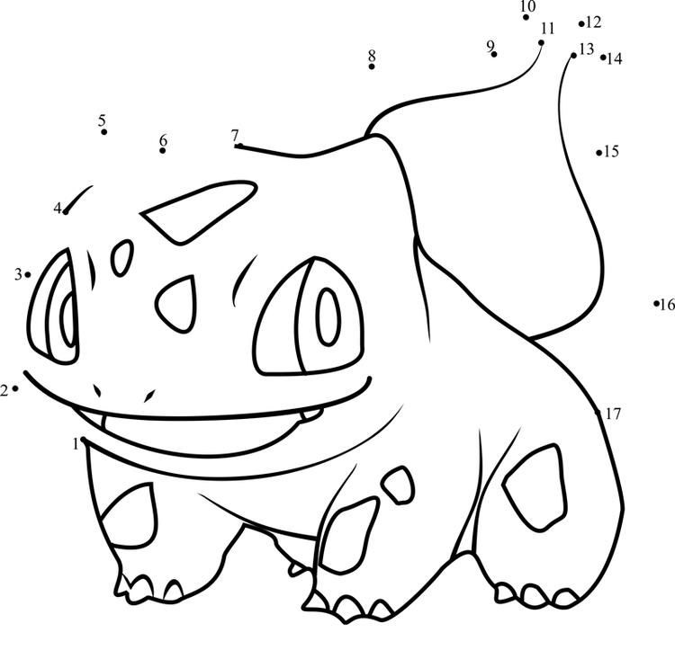 Bulbasaur Dot to Dot Coloring Page - Free Printable Coloring Pages for Kids