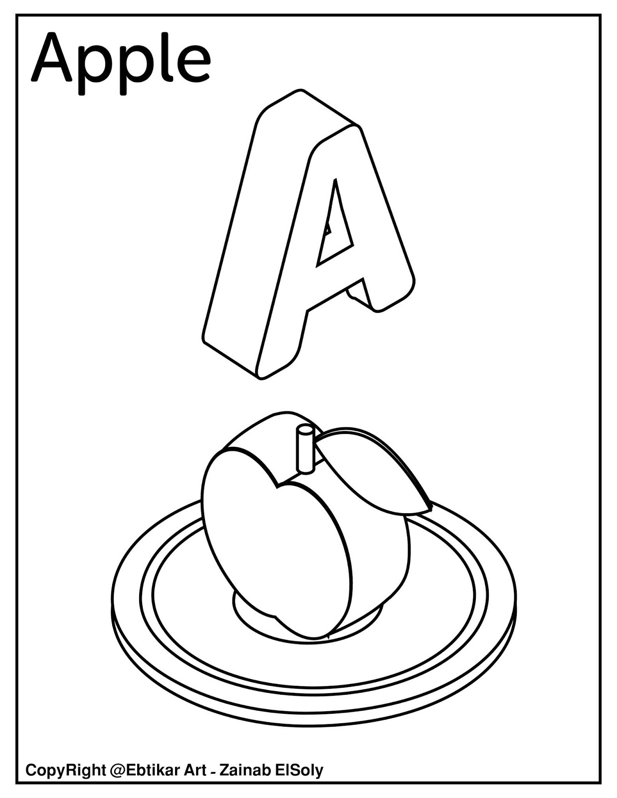 Set of 3D ABC Alphabet Coloring Pages
