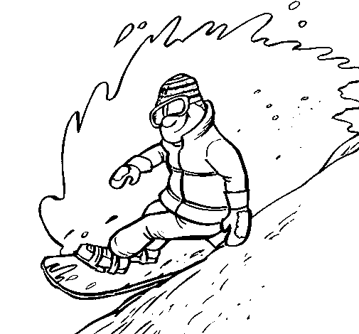 Descent on snowboard coloring page - Coloringcrew.com