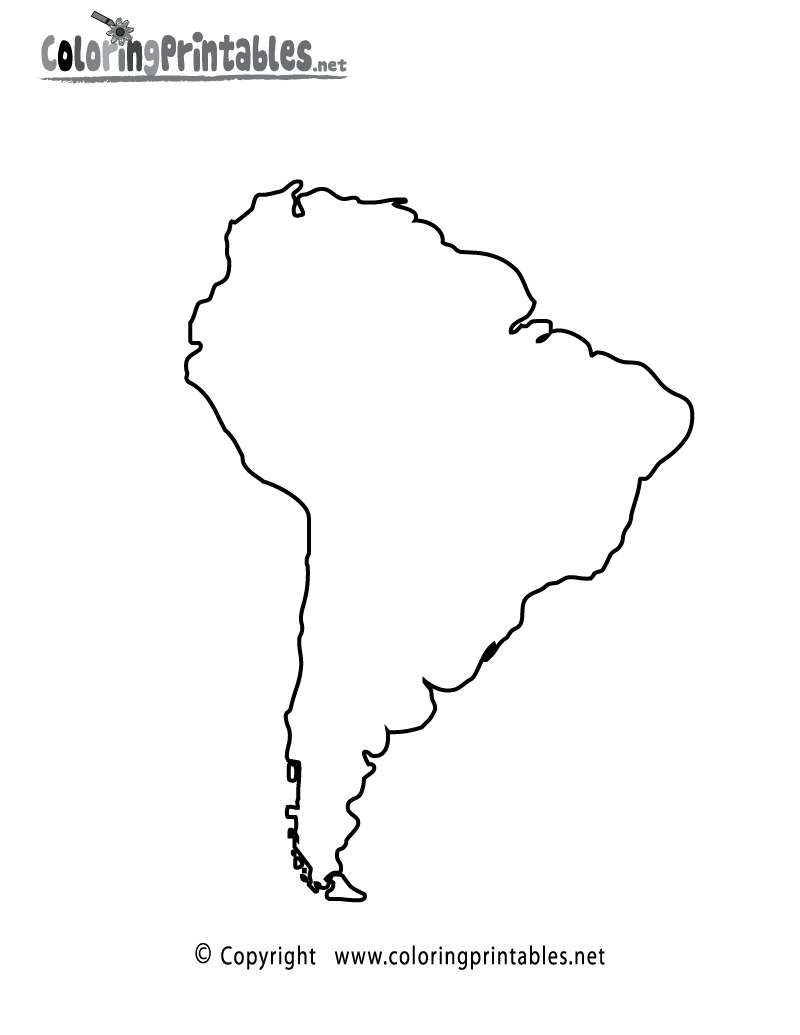 South America Map Coloring Page - A Free Travel Coloring Printable