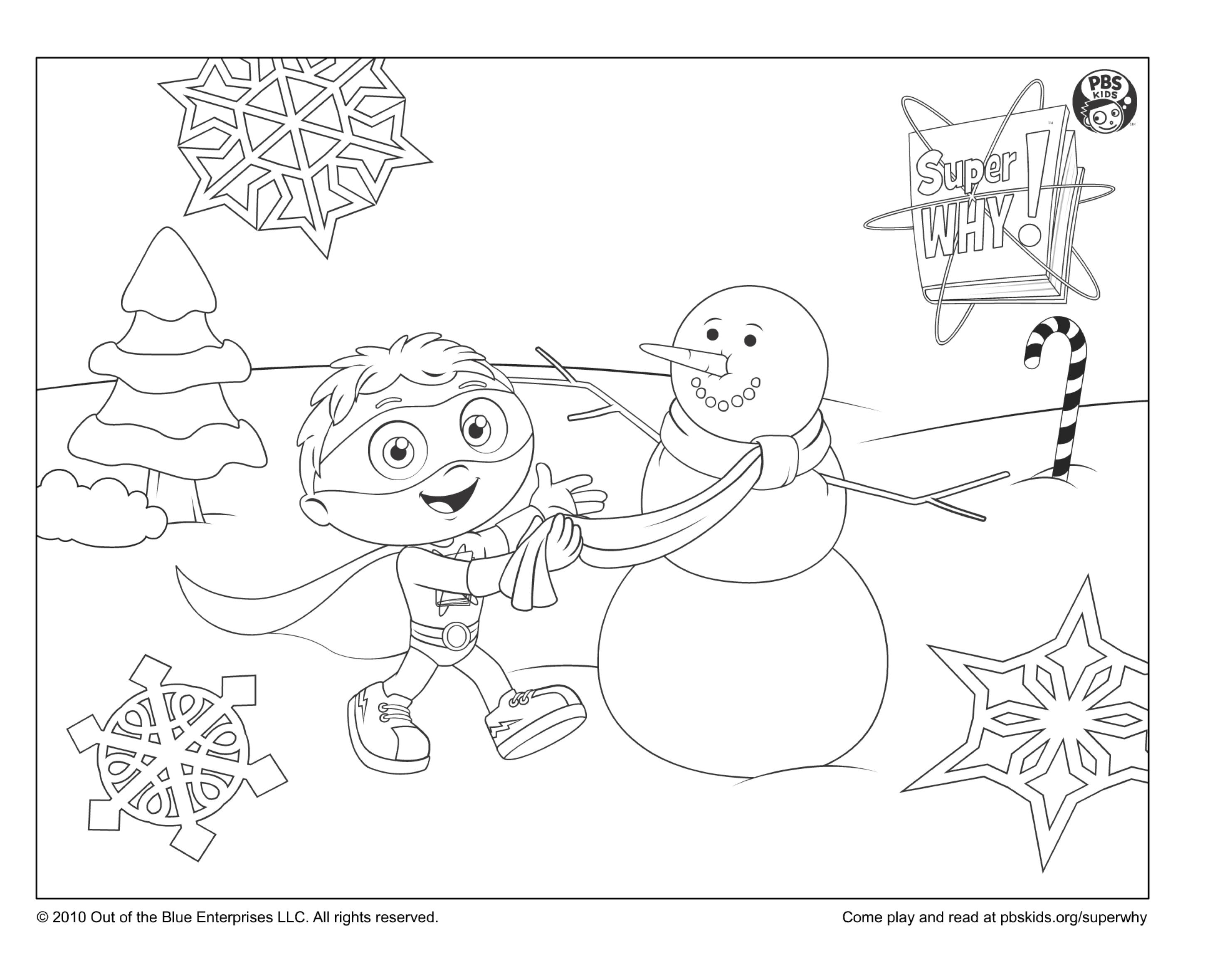 Super Why Snowman Coloring Page
