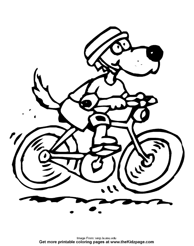 Dog Riding a Bicycle - Free Coloring Pages for Kids - Printable ...