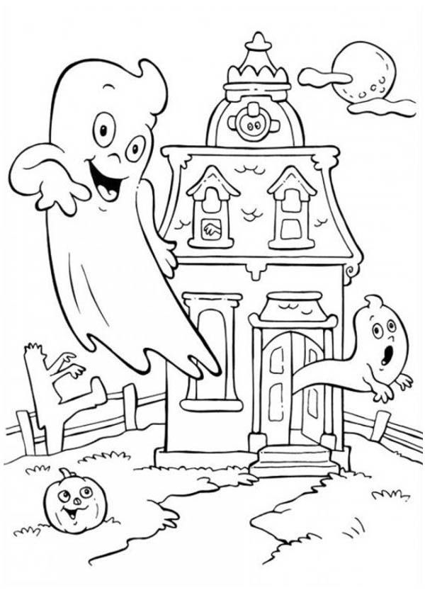 A Haunted House in Funschool Halloween Coloring Page - NetArt