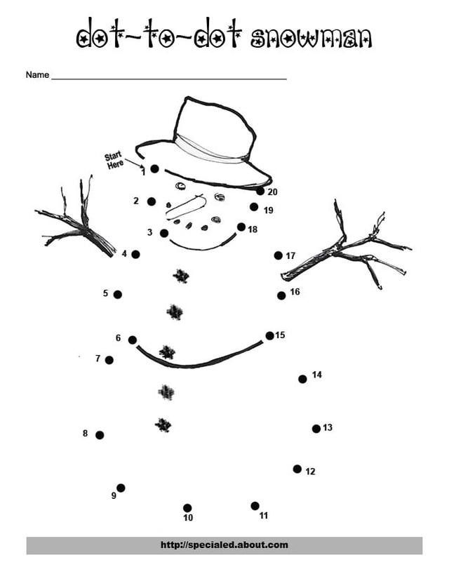 An Easy Free Printable Snowman Dot to Dot for Christmas