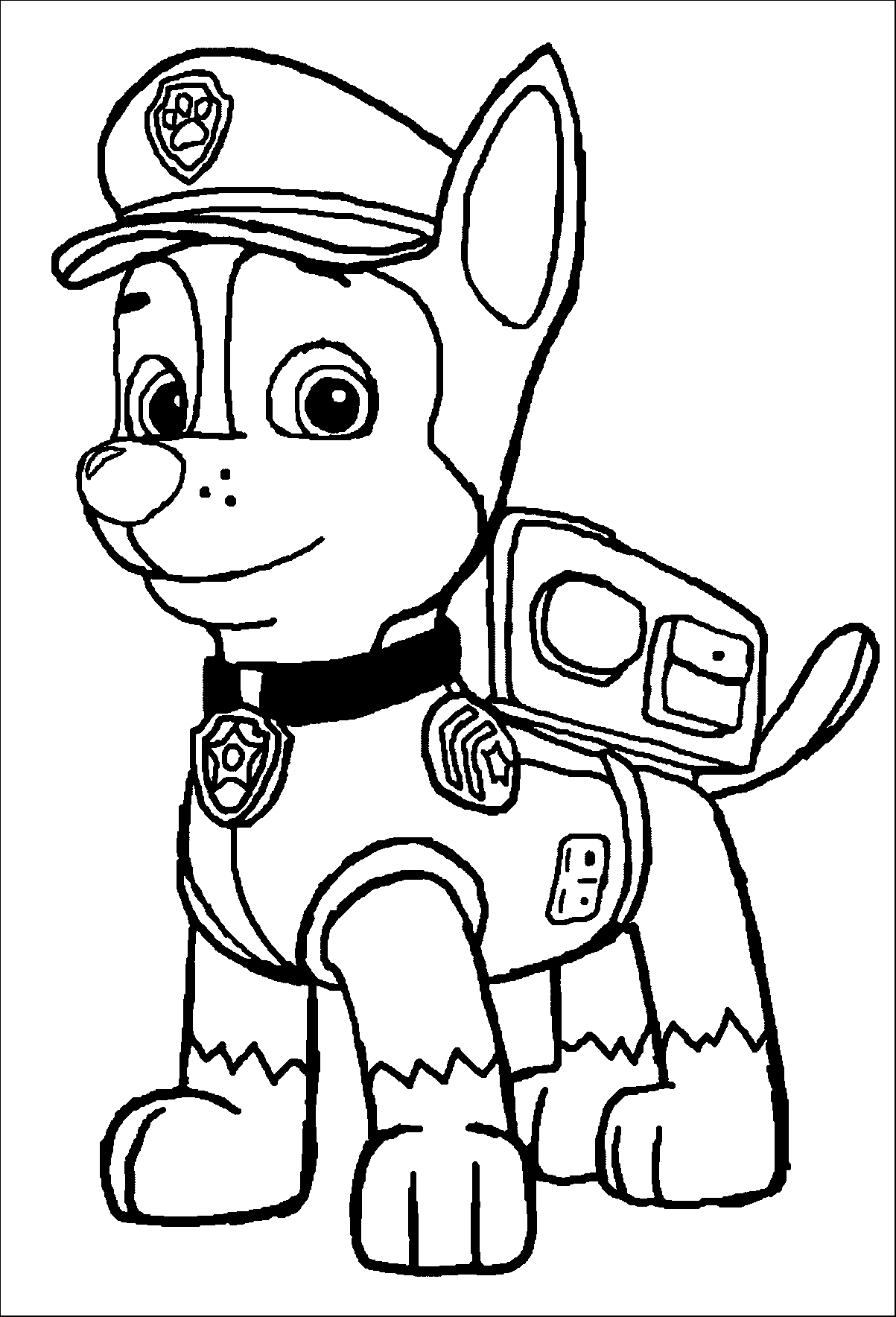 Chase Police Pup Paw Patrol 3 Dog Coloring Page | Wecoloringpage