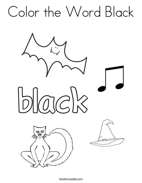 Color the Word Black Coloring Page - Twisty Noodle
