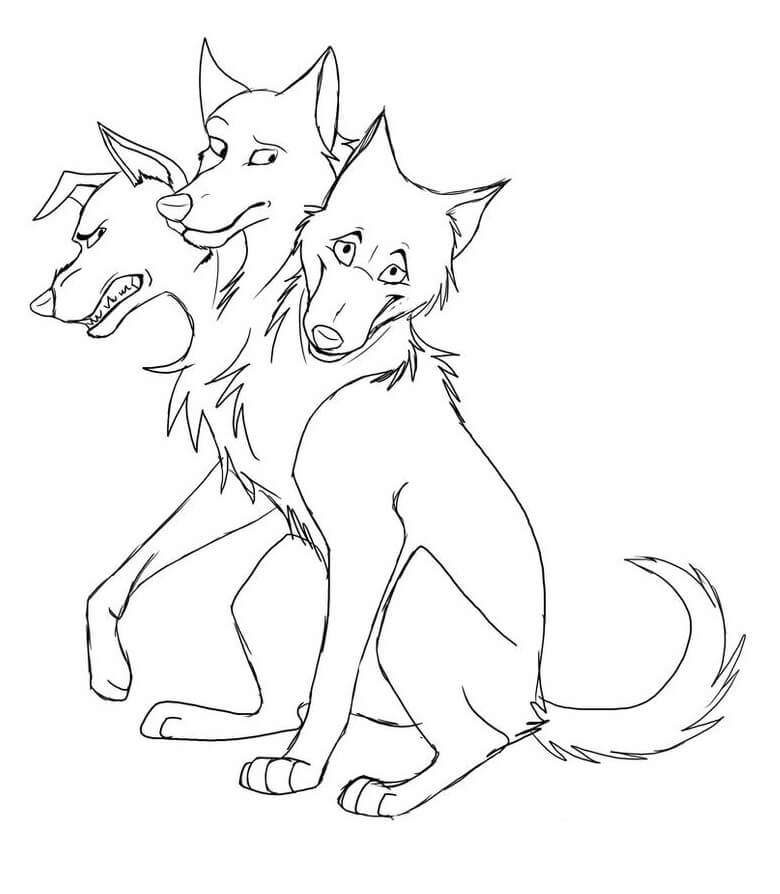 Cartoon Cerberus Coloring Page - Free Printable Coloring Pages for Kids