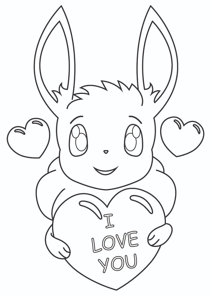Lovely Pokemon Eevee Coloring Page - Free Printable Coloring Pages for Kids