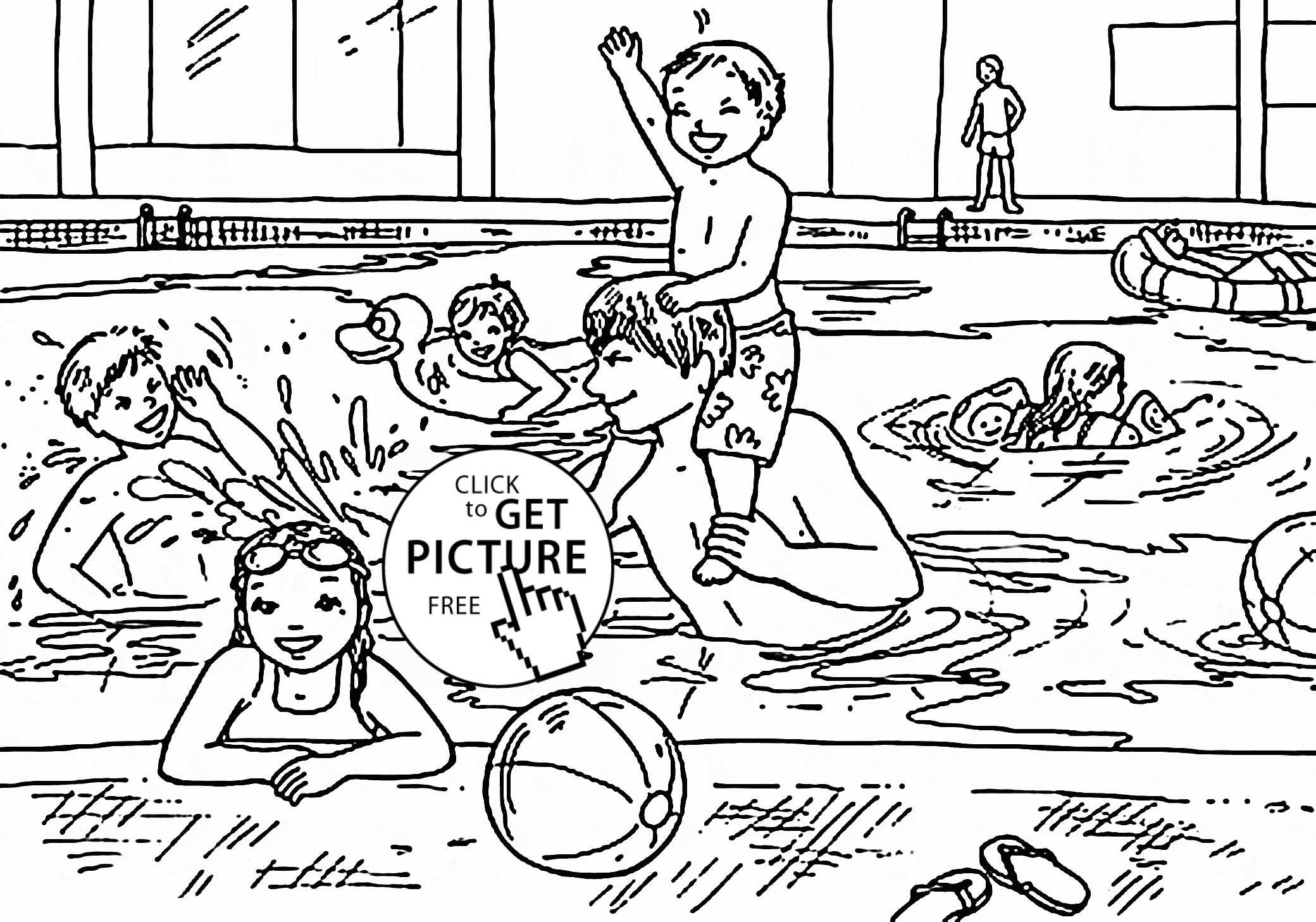 Swimming Pool it's Very Fun coloring page for kids, seasons ...